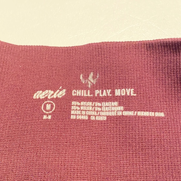 American Eagle Outfitters Aerie Maroon Cropped Leggings Floral Laser Cut medium - Picture 10 of 13